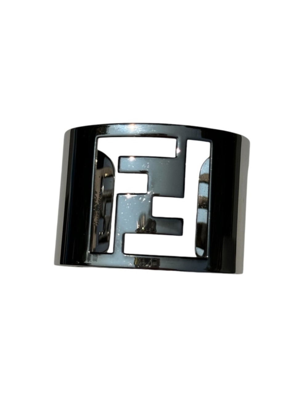 Fendi FF Cut Out Cuff Bracelet Silver Tone - Picture 6 of 13